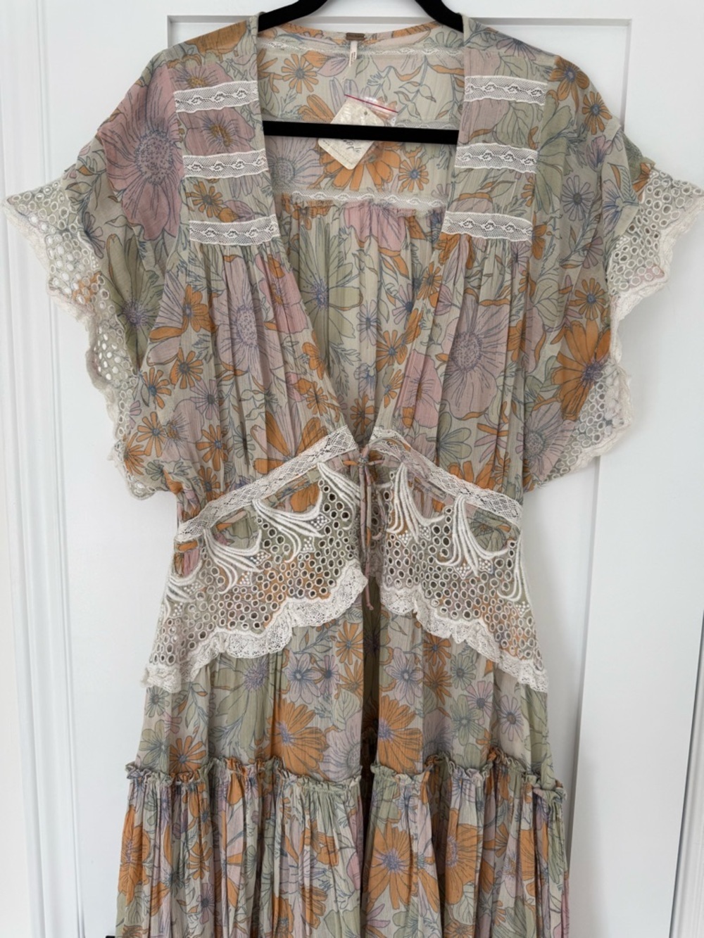 Free People Field of Dreams Maxi Top RARE Boho Lace Tunic Dress RARE - Picture 6 of 16
